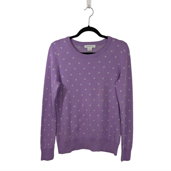 Liz Claiborne Sweater Purple with Gray Dots Sz Medium - Picture 8 of 12